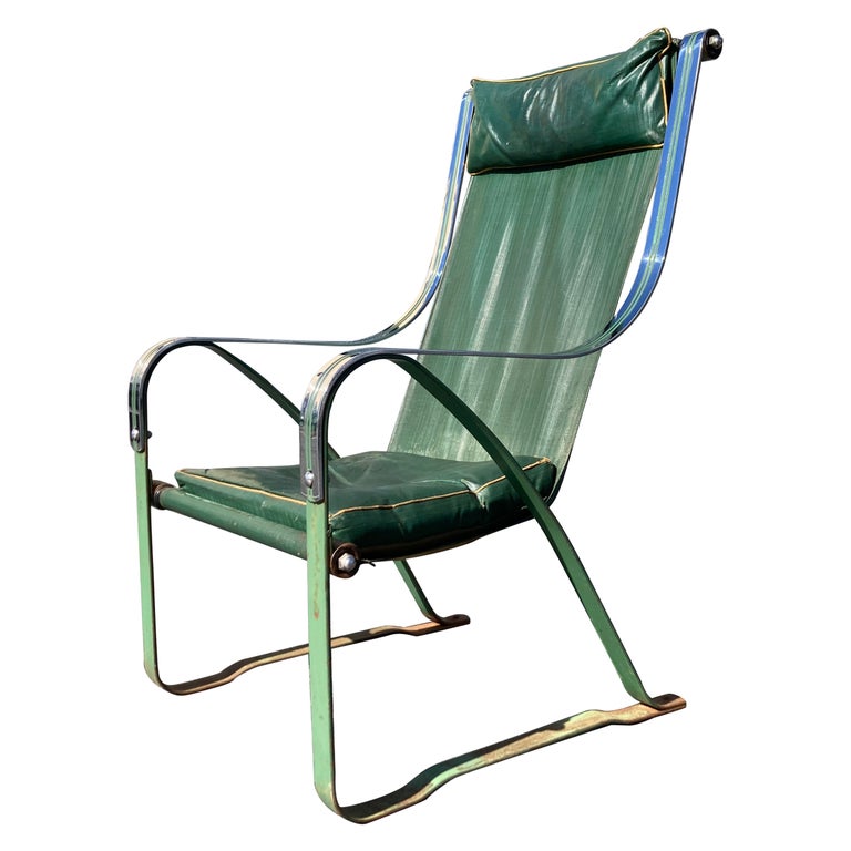 Green Sling Lounge Chair by Mckay Craft For Sale at 1stDibs