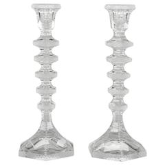 Pair of Mid-Century Finely Cut Crystal Candlesticks 10