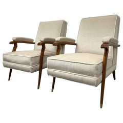 Mohair Lounge Chairs In the style of Maison Leleu