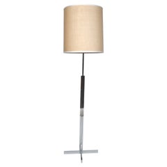 1960s International Style Swiss Chrome and Linen Floor Lamp