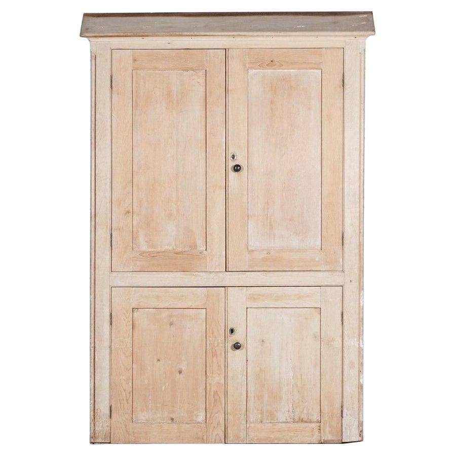 Large 19th Century English Estate Made Pine Housekeepers Cupboard For Sale