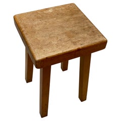 Retro Perriand Pine Wood Stool by Charlotte Perriand for Les Arcs, 1800