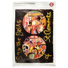 Original Vintage Londoner Transportplakat Oranges And Lemons City Churches Design