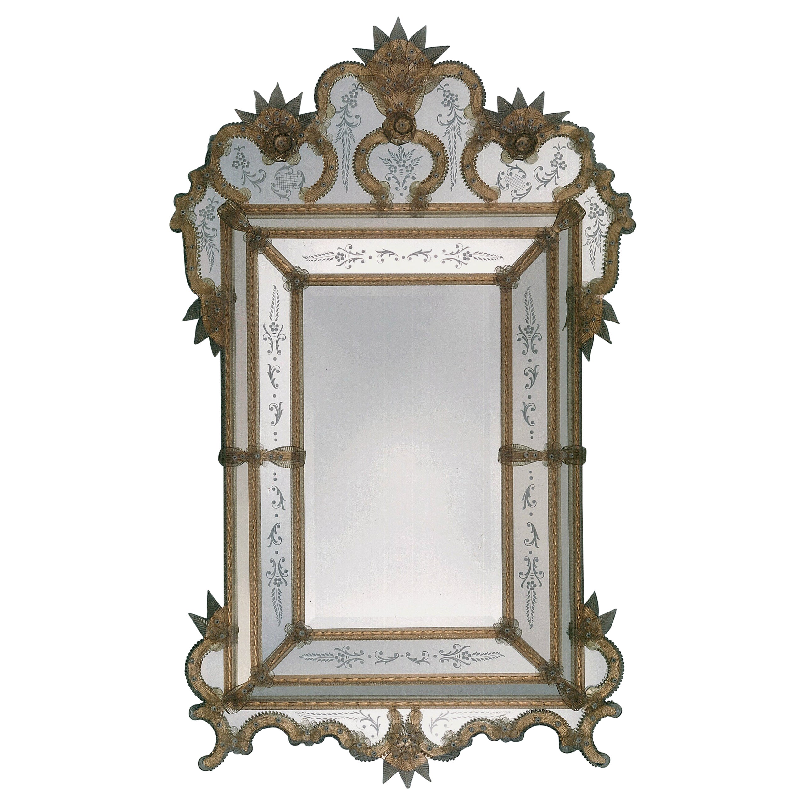 Miroir en verre de Murano « Giudecca » de style vénitien par Fratelli Tosi  En vente sur 1stDibs