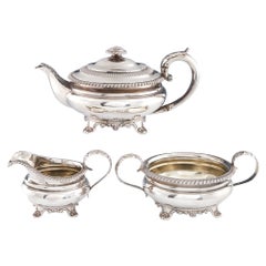 George IV Sterling Silver Three Piece Tea Set, London, 1825