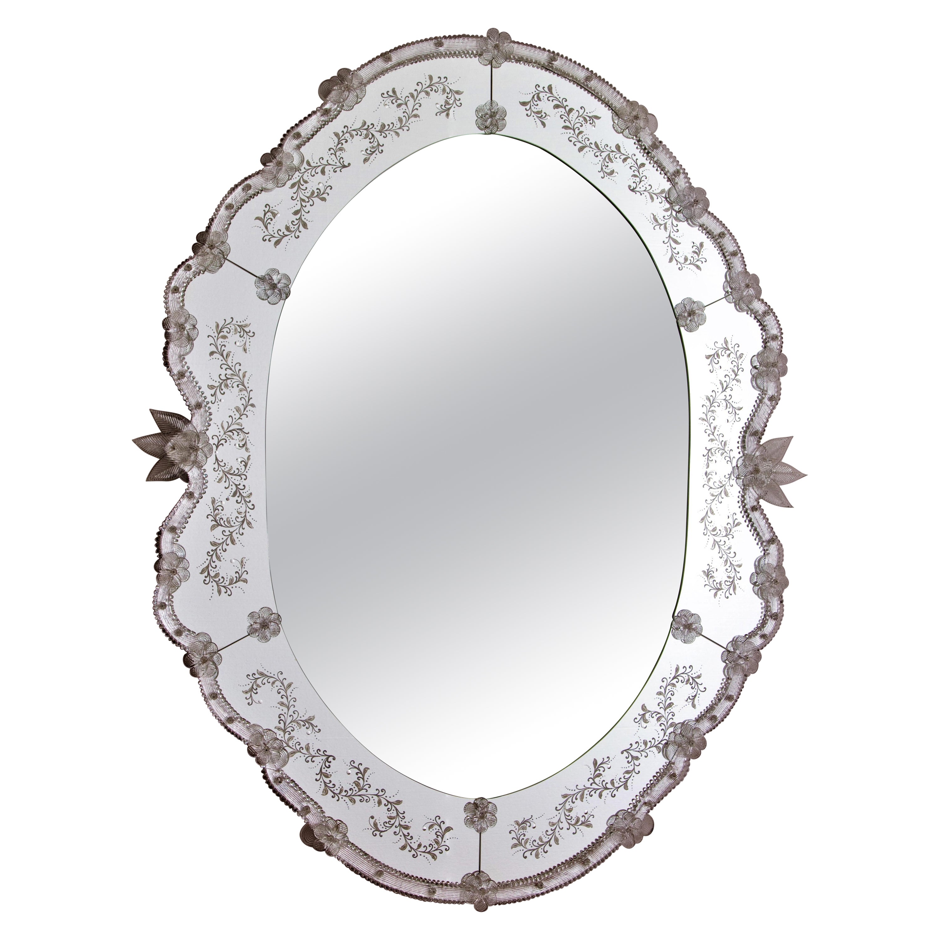 "Venezia" Murano Glass Mirror in Venetian Style by Fratelli Tosi, Made in Italy For Sale