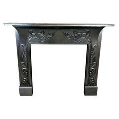 19th Century Polished Cast Iron Fireplace Mantlepiece