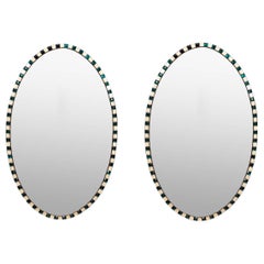 Antique Pair of George III Style Green Mirrors