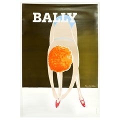 Poster pubblicitario originale d'epoca Bally Shoes Fashion Fix Masseau Design Art