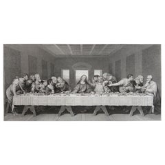 Original Antique Print After Leonardo Da Vinci, Last Supper, Dated, 1847