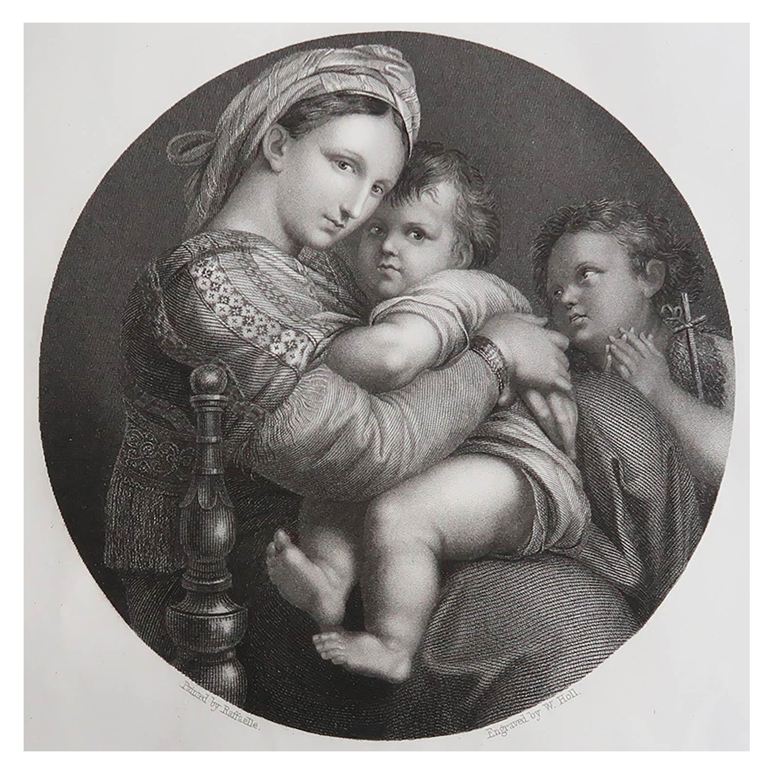 Original Antique Print After Raphael, the Holy Family, circa 1840