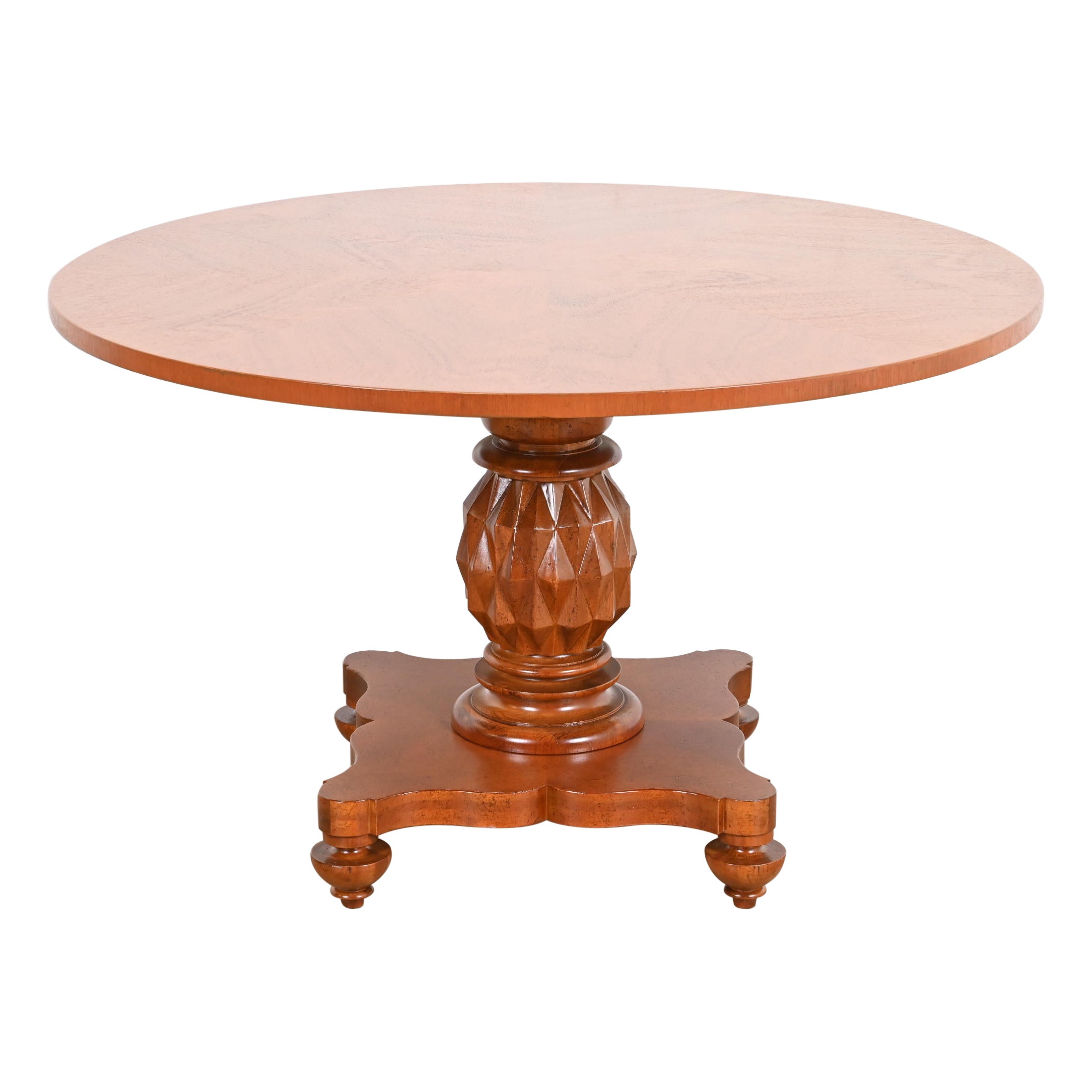 Baker Furniture Italienischer Empire-Frühstückstisch aus geschnitztem Mahagoni mit geschnitztem Sockel