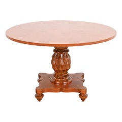 Baker Furniture Italian Empire Carved Mahogany Pedestal Breakfast Table