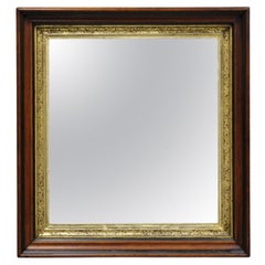 Antique Victorian Aesthetic Deep Shadow Box Mahogany Frame Wall Mirror