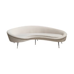 1950s Ico Parisi-Style Italian Curved Sofa  Elegant Mid-Century Design