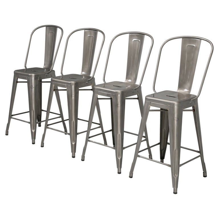 Tolix Steel HighBack Counter Height Stools Made in France Showroom