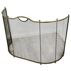 Antique Victorian Curved Brass and Iron Nursery Fire Guard