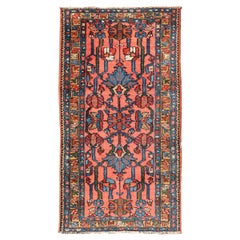 Antique Persian Lilihan Rug in All-Over Design in Jewel Tones and Pink Field