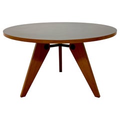 Antique Jean Prouve Gueridon Dining Table in Oak with Matte Black Top for Vitra, 2002