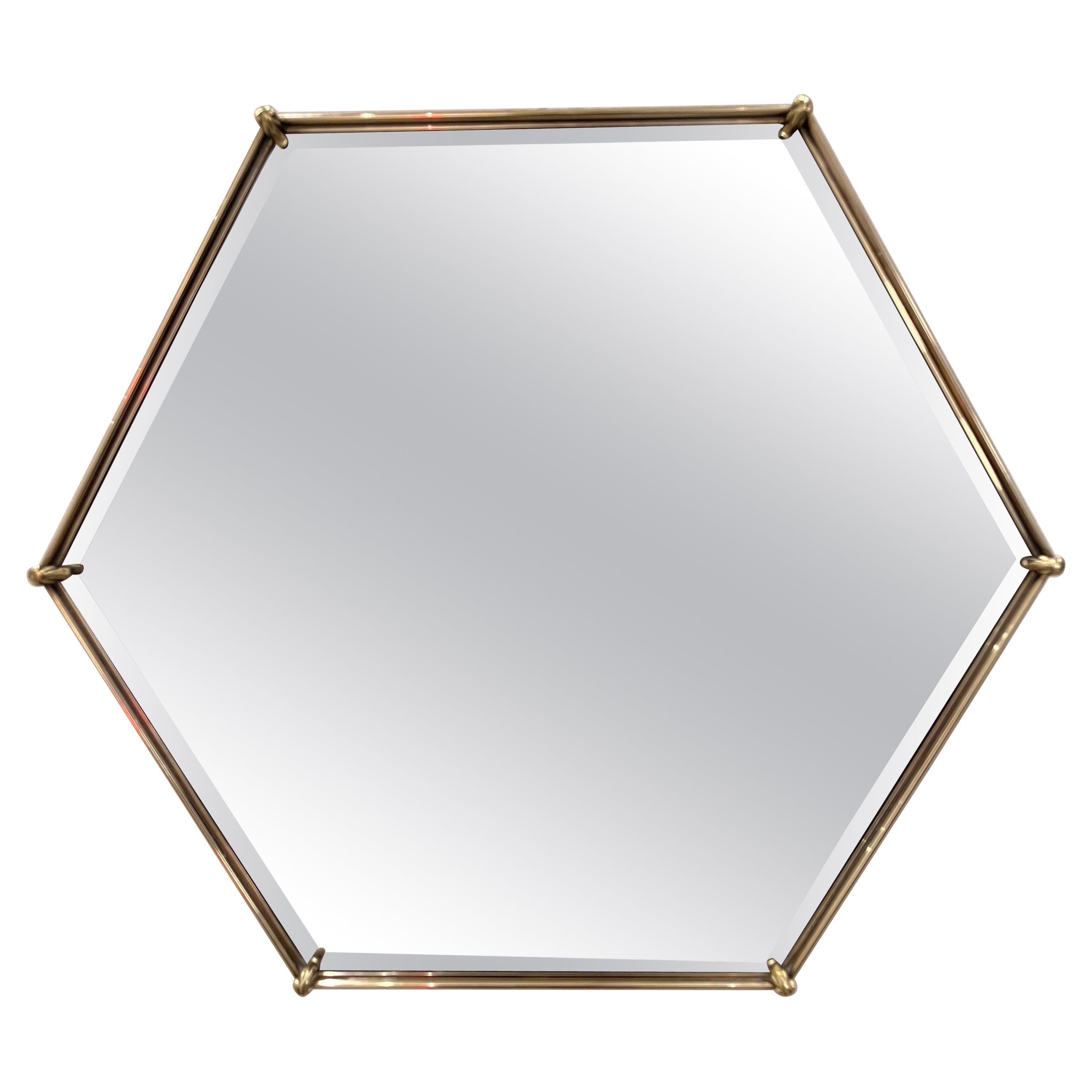 Italian Brass Mirror, 1940s For Sale