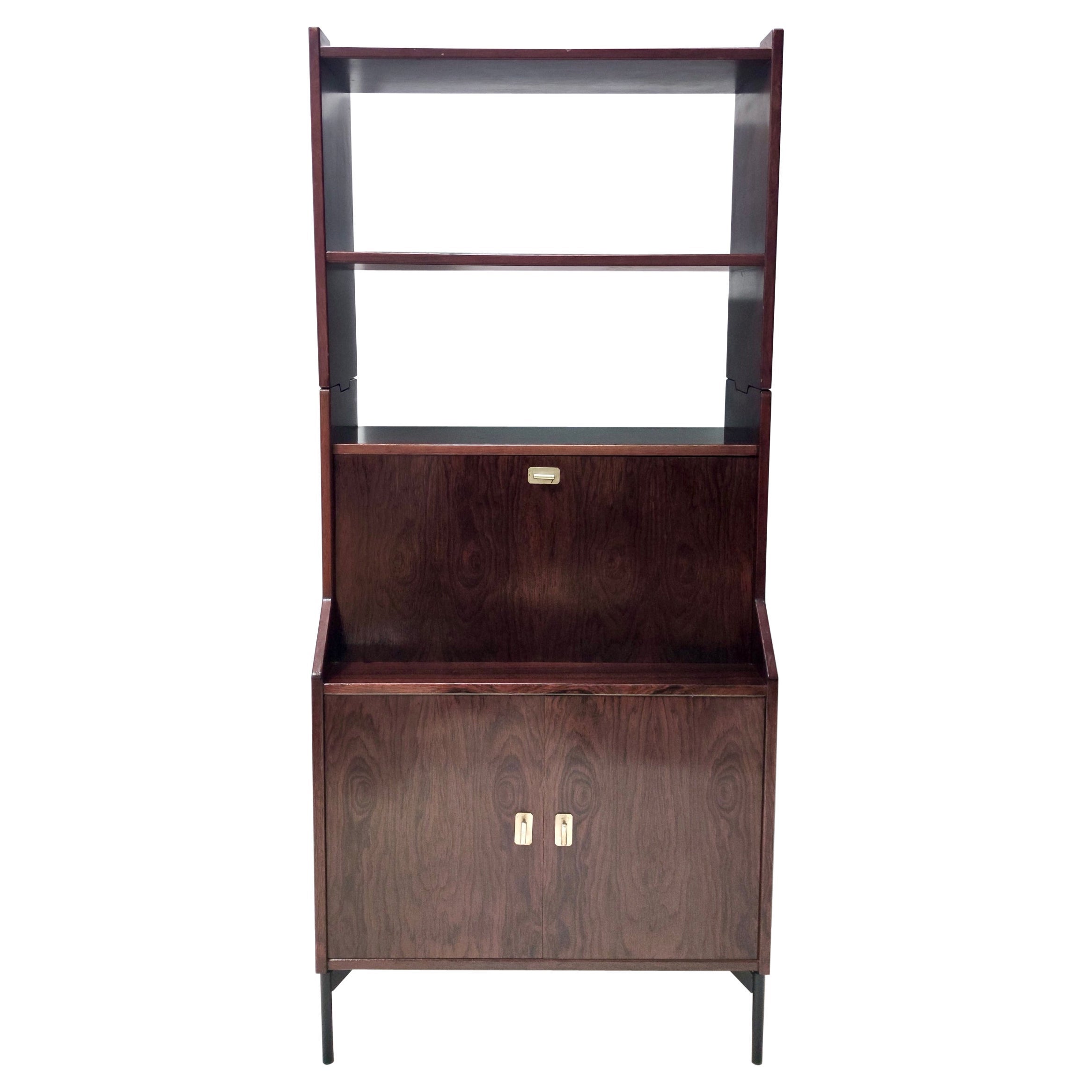 Vintage Walnut Bookshelf and Secretaire by Claudio Salocchi for Sormani, Italy For Sale