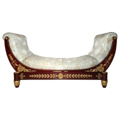 Antique 19th Century French Empire Gold Bronze & Mahogany "Lit de Repos" Daybed.
