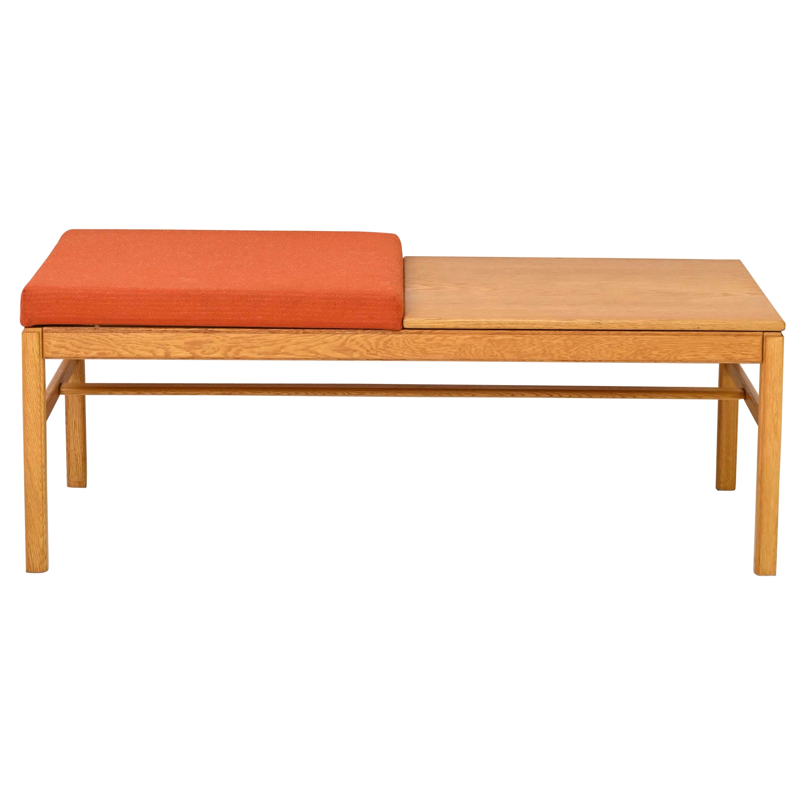 Scandinavian Bench with Upholstered Seat For Sale