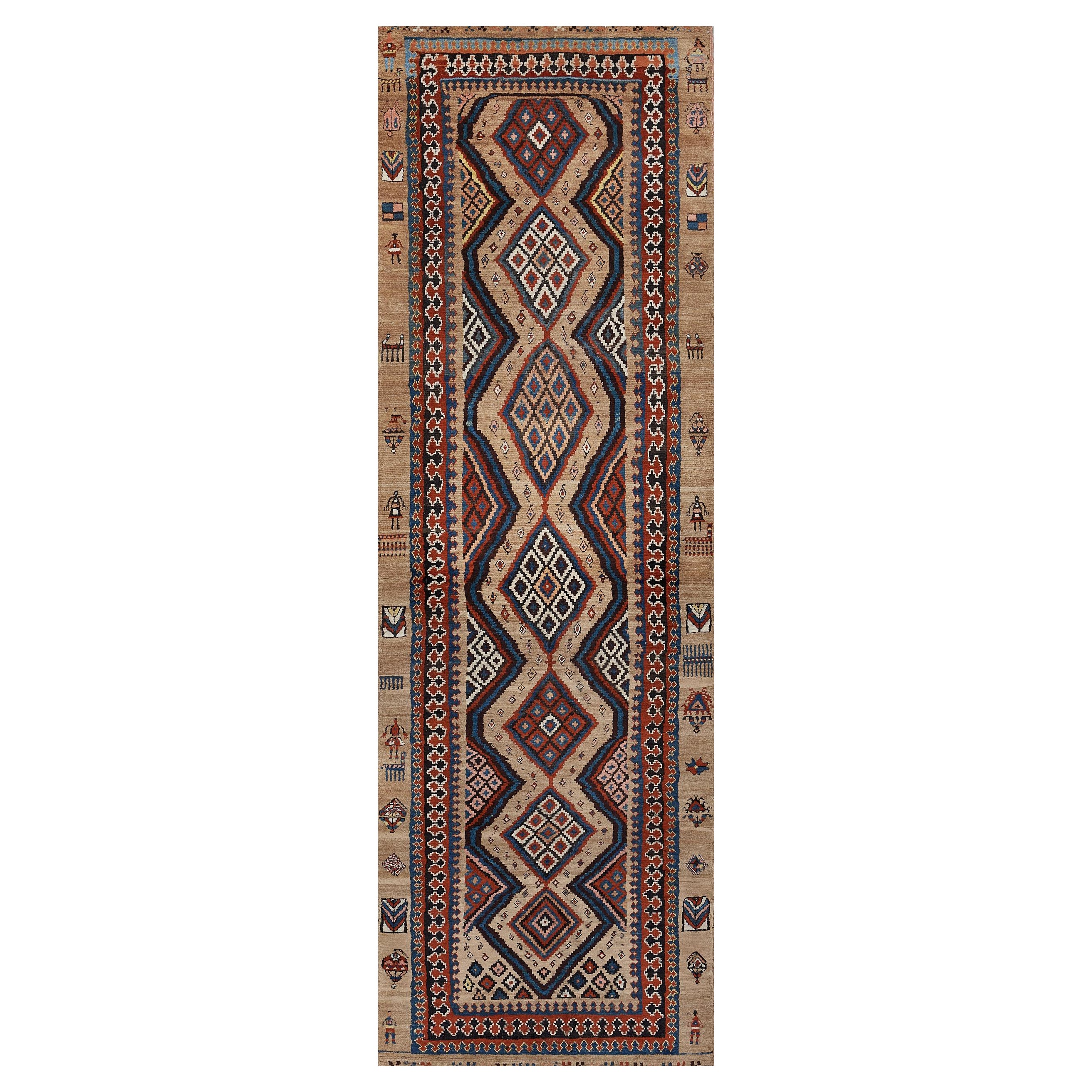Traditional Wool Handwoven Persian Serab Runner For Sale
