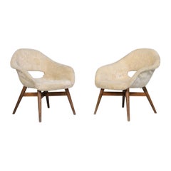 Miroslav Navratil Easy Chairs in Original Fabric, 1960.  