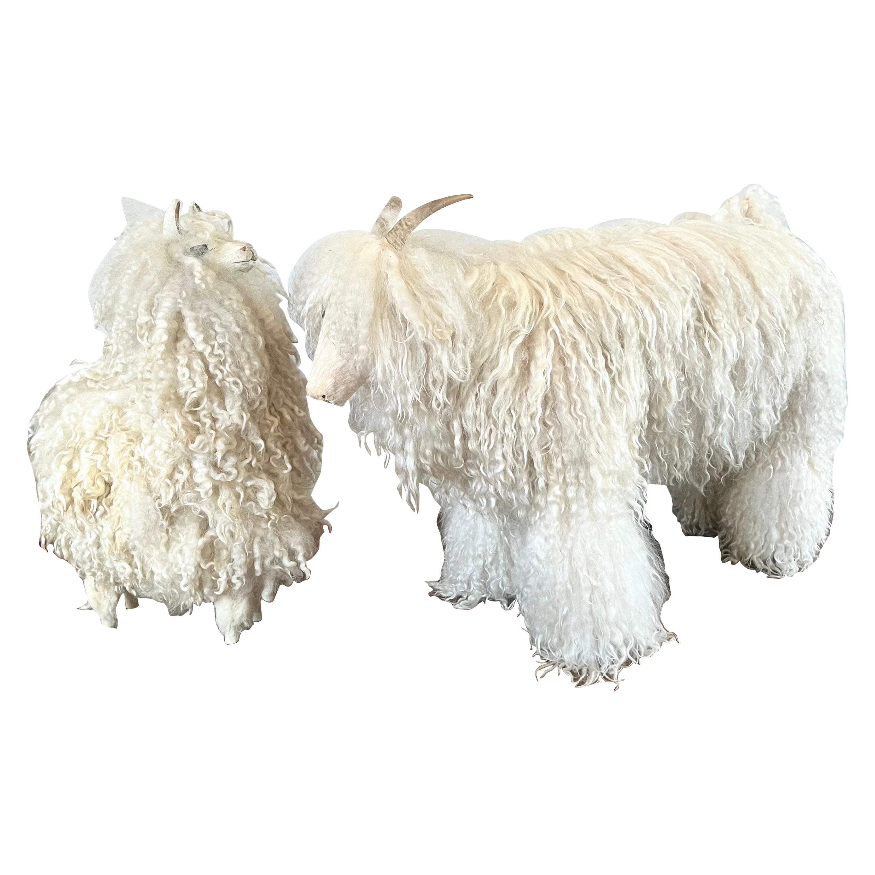 Pair of French Mid Century Sheep Sculptures in the Style of Peter Marino