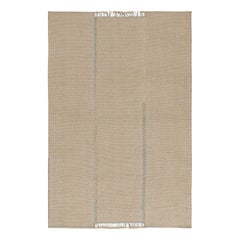 Rug & Kilim’s Contemporary Kilim in Beige, Blue Stripes and Off-White Accents