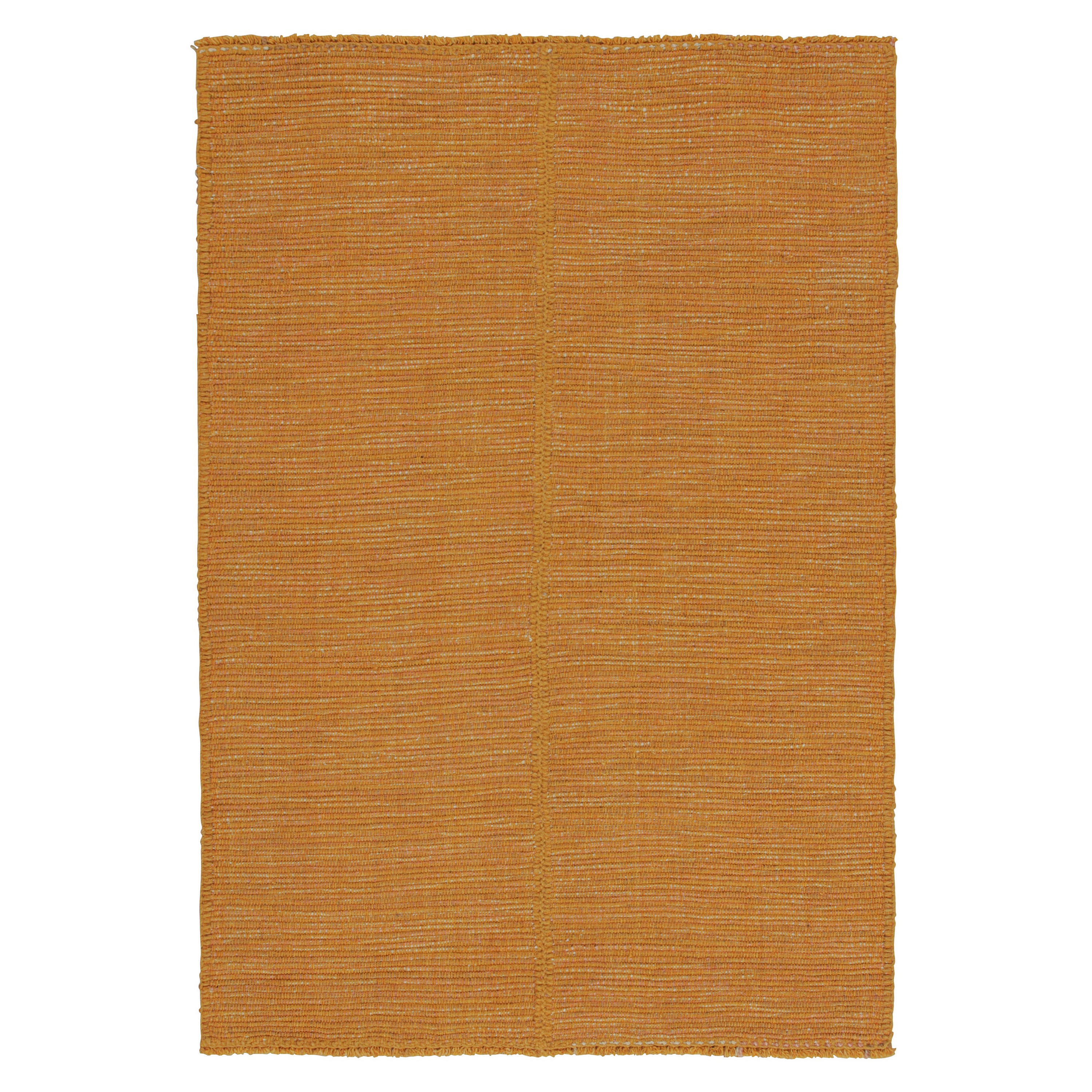 Rug & Kilim’s Contemporary Kilim Rug in Ochre with Beige and Pink Accents