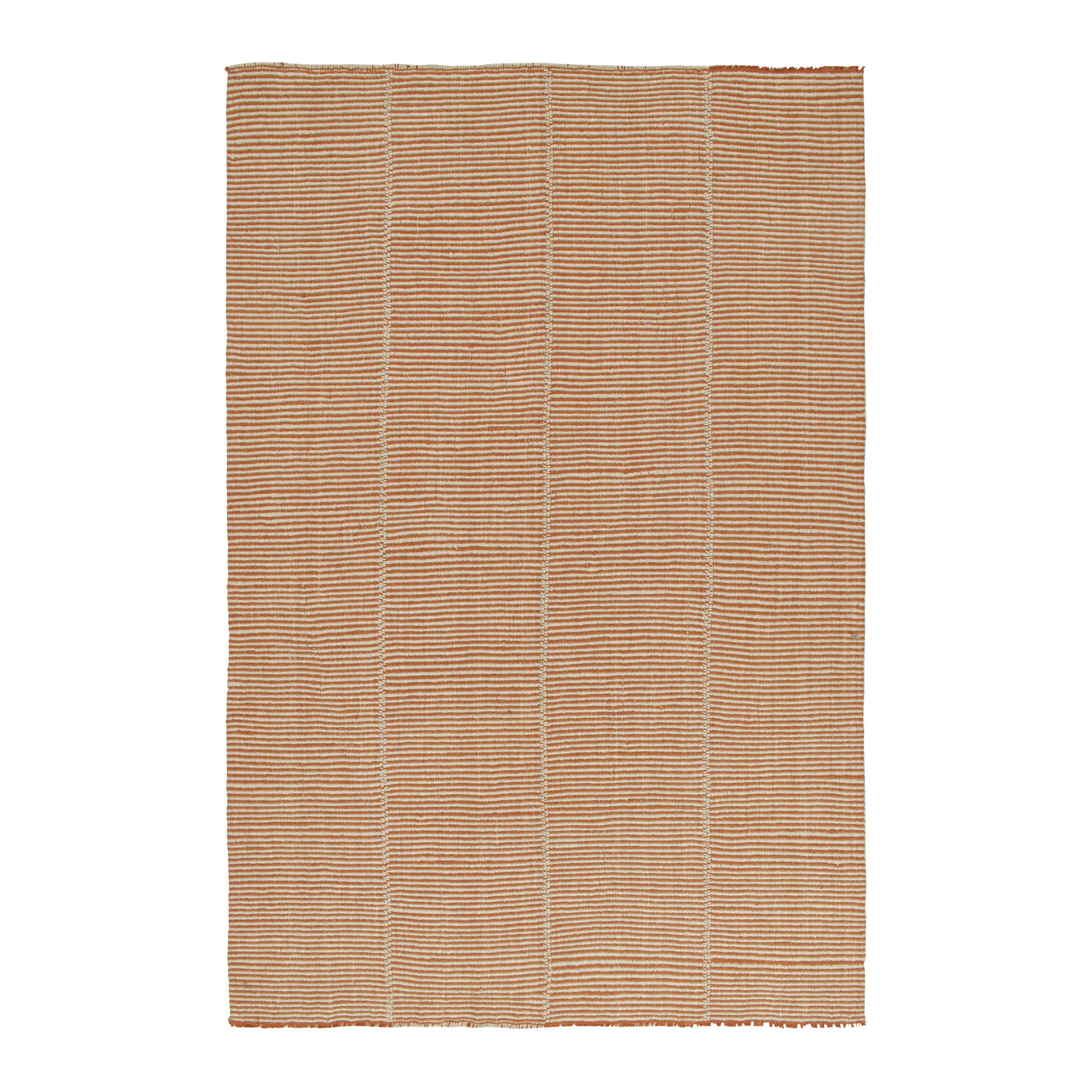Rug & Kilim’s Contemporary Kilim in Rust with Off-White Notes For Sale