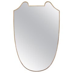 1950s Large Italian Brass Shield Mirror