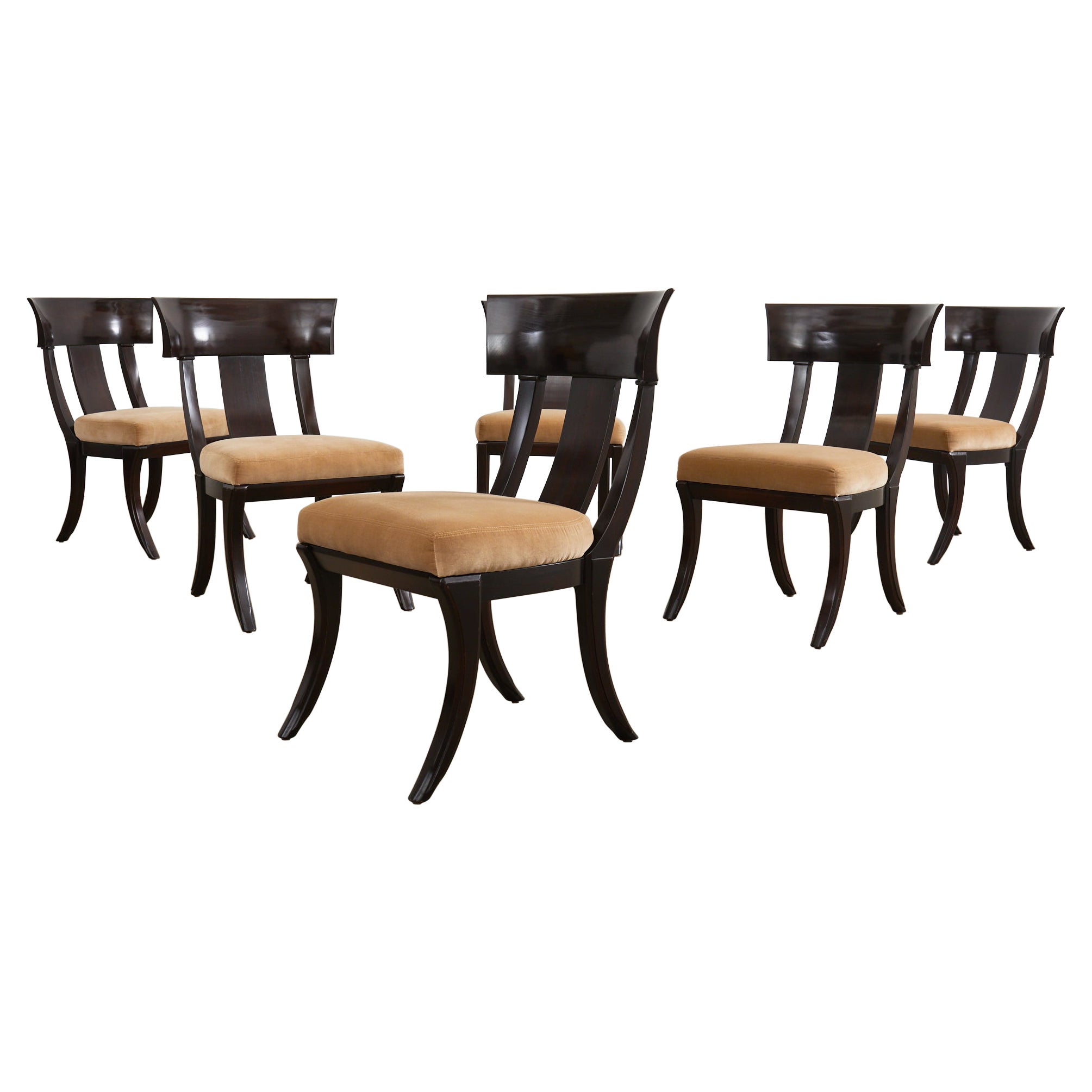 Set of Six Neoclassical Klismos Style Dining Chairs by Henredon For Sale