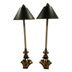 Lovely Pair of Tall Elegant Brass Dolphin Motif Table Lamps by Chapman