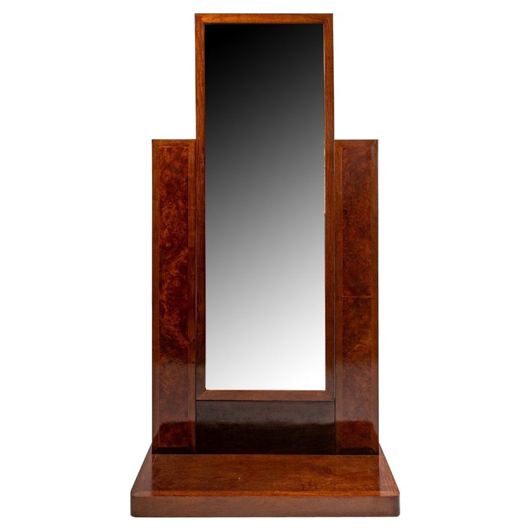 Mahogany Psyche And Walnut Burl Swivel Mirror Ateliers L.majorelle