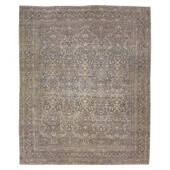 Beige Handmade Antique Turkish Sivas Wool Rug with Allover Pattern