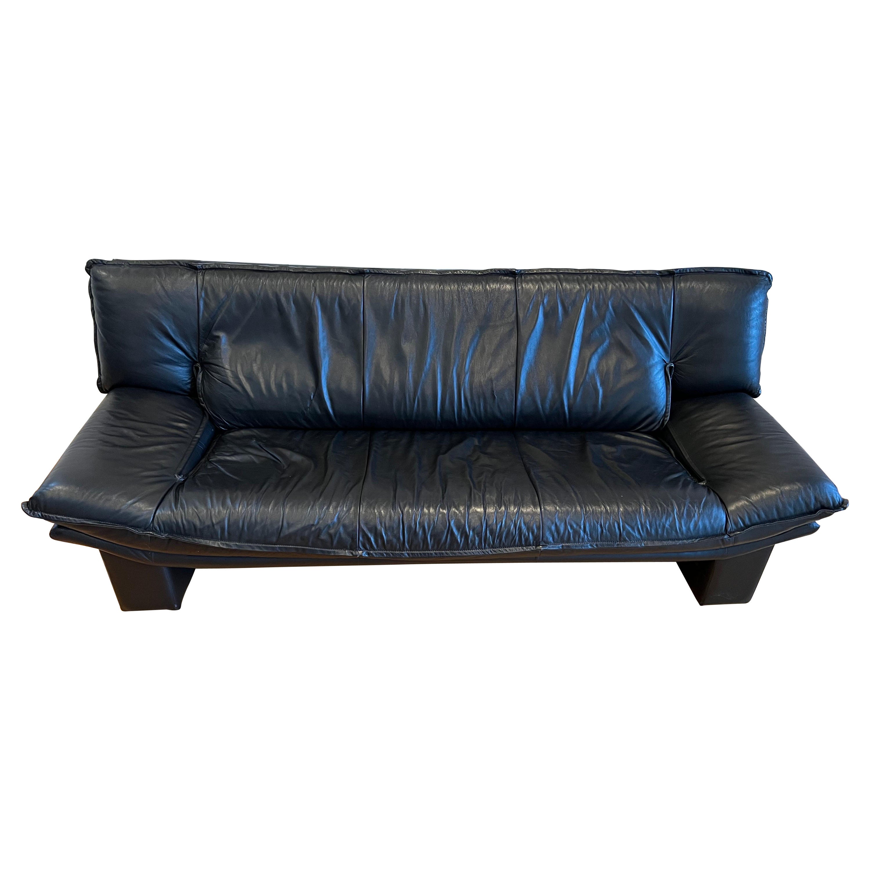 Nicoletti Salotti Postmodern Black Leather Loveseat Sofa For Sale at  1stDibs | nicoletti sofa