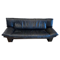 Nicoletti Salotti Postmodern Black Leather Loveseat Sofa