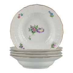 Royal Copenhagen Saxon Flower. Five Deep Plates in HandPainted Porcelain
