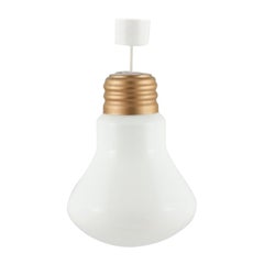 Light Bulb-Shaped Ceiling Lamp in Frosted Glass and Metal, Ingo Maurer Style