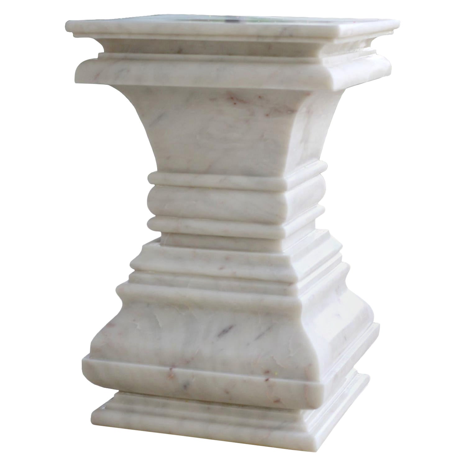 Moderner Marmorsockel und Säulen-Beistelltisch aus weißem Marmor von S. Odegard