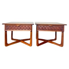 Retro Pair of Mid-Century Modern Lane Perception Side Tables with a Cross Cross Base