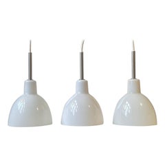 Louis Poulsen Toldbod White Opaline Glass Pendant Lamps, Set of 3