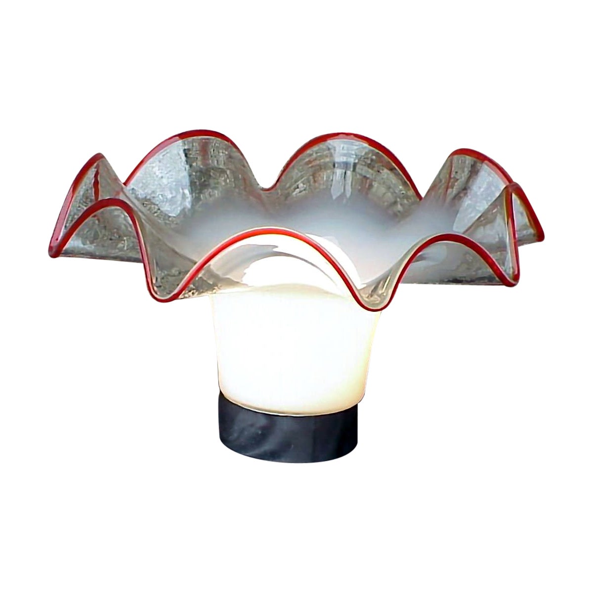 Lampe design italienne Vistosi en verre lattimo vintage des années 70                    