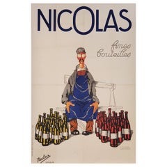 Rare Original French Wine Poster, 'Nicolas' by Dransy, 1933