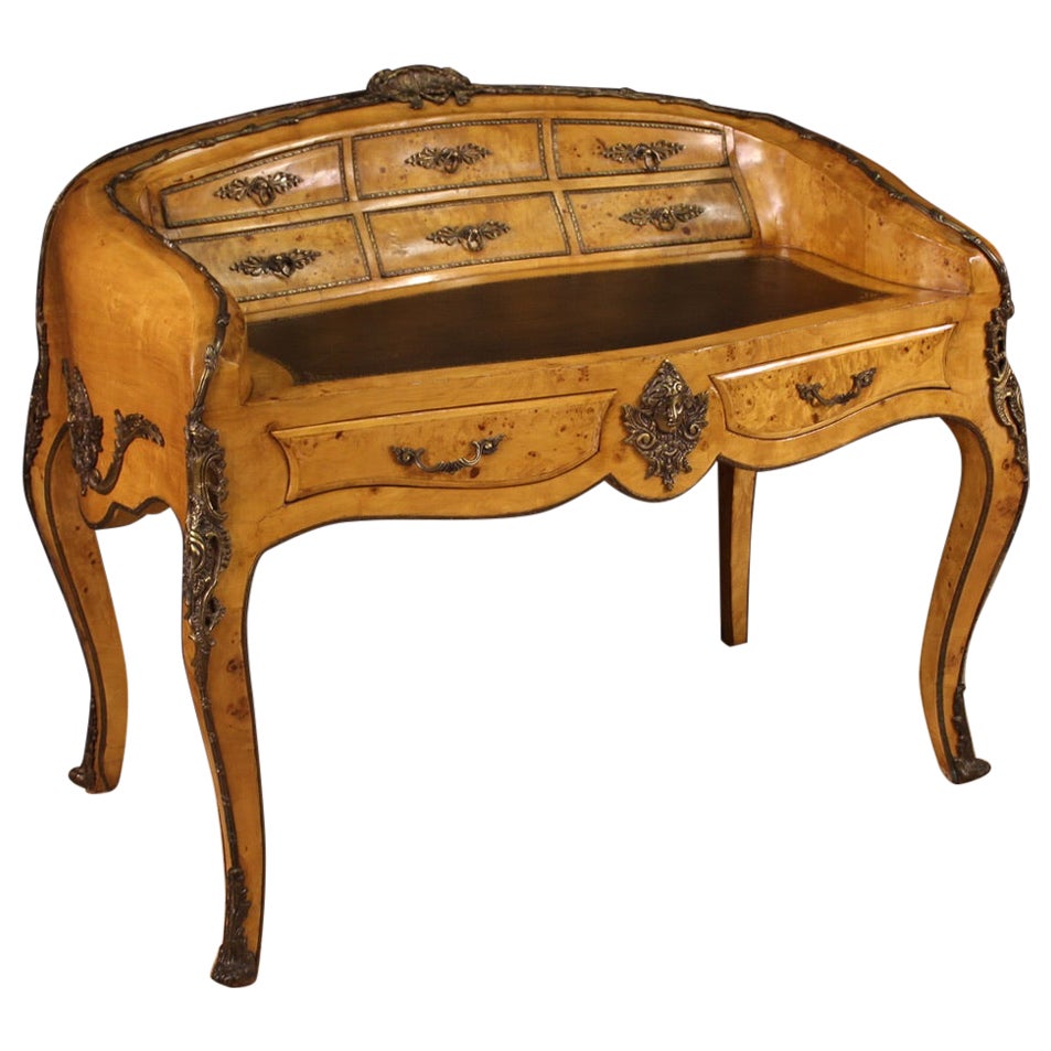 20th Century Burl Wood French Napoleon III Style Writing Desk, 1960