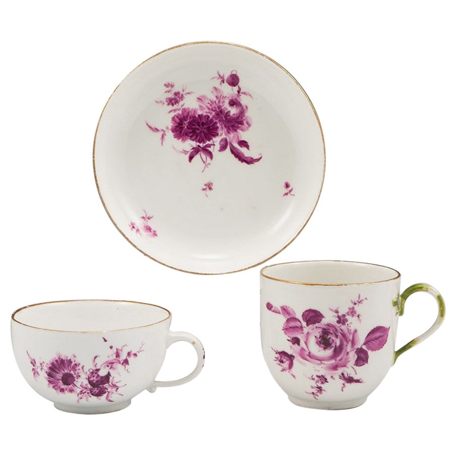 Meissen Porcelain Tea Cup with Saucer and Dessert Plate at 1stDibs