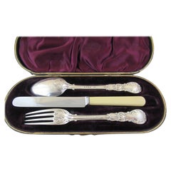Sterling Silver Boxed Knife, Fork & Spoon Christening Set Hallmark, London, 1845